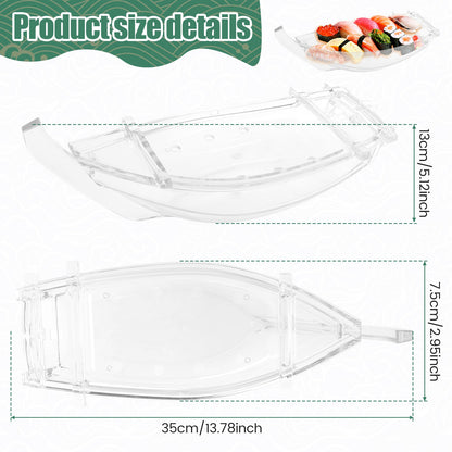 Sushi Serving Tray Reusable Plastic Sushi Boat Serving Plate Japanese Style Detachable Sushi Serving Platter for Home Kitchen