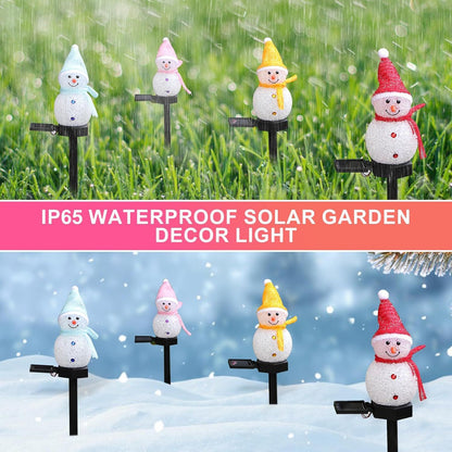 LED Snowman Solar Garden Light Outdoor Ground Stake Light Solar Powered Xmas Pathway Lights for Christmas Lawn Yard Decoration