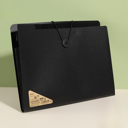 1PC Premium Black 5-Compartment Folder with Handle, Durable PP Desk Organizer with Color-Coded Labels for Office & Home Use