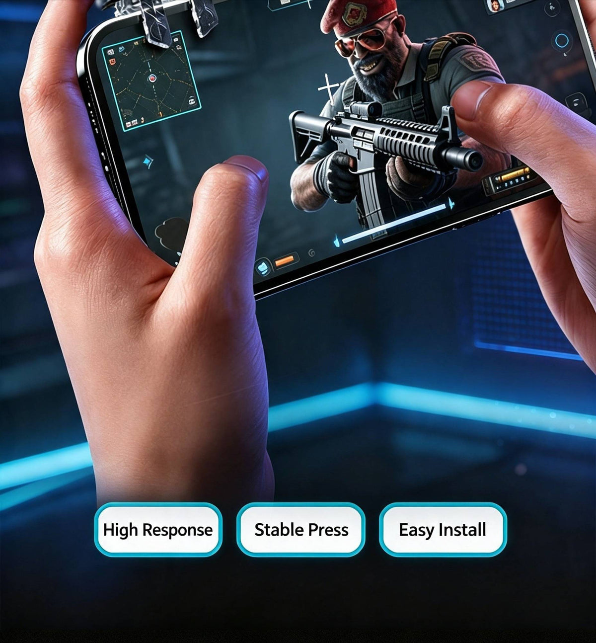 NEW Six Fingers Linkage Gamepad Mobile PUBG Game Trigger L1 R1 ABS Body Alloy Key Mechanical Buttons for 6.0-14.0mm Smart Phone