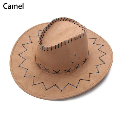 Acessórios Chapéu de Cowboy de Camurça de Aba Larga Estilo Ocidental Panamá Jazz Chapéu Fedora de Feltro