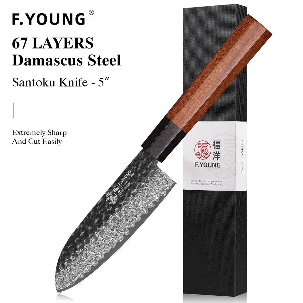 F.YOUNG Faca de Chef Japonesa Forjada à Mão Aço Damasco Facas de Cozinha Fatiar Legumes Carne Sashimi Utensílios de Cozinha