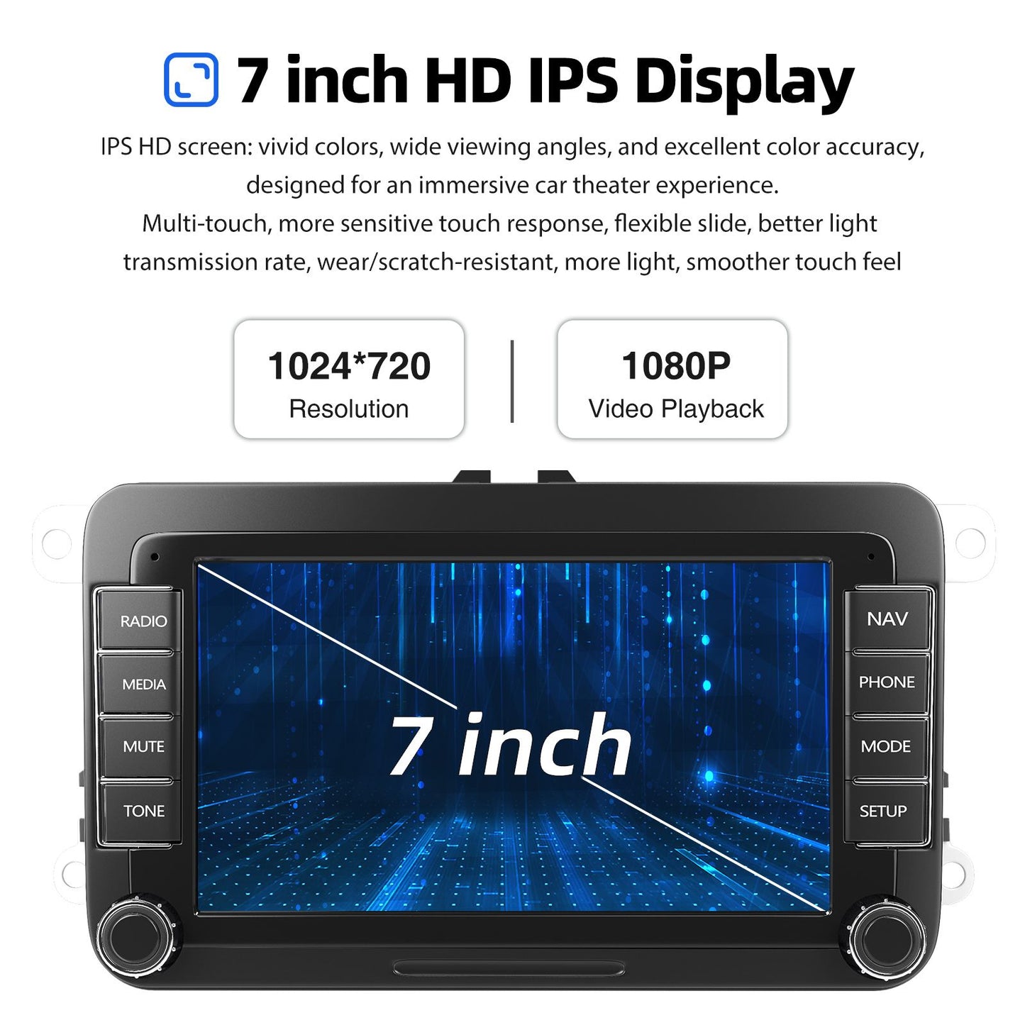 7" Car Stereo Android 14 For VW Volkswagen Jetta Passat Golf MK5 MK6 Apple Carplay GPS Navigation FM Radio WiFi SWC Head Unit BT