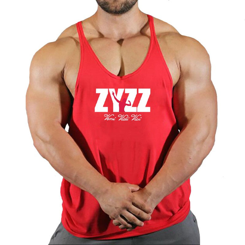 Gym Sleeveless Shirt Men Bodybuilding Tank Tops Fitness Workout Cotton Print Singlet Stringer Undershirt Male Casual Summer Vest