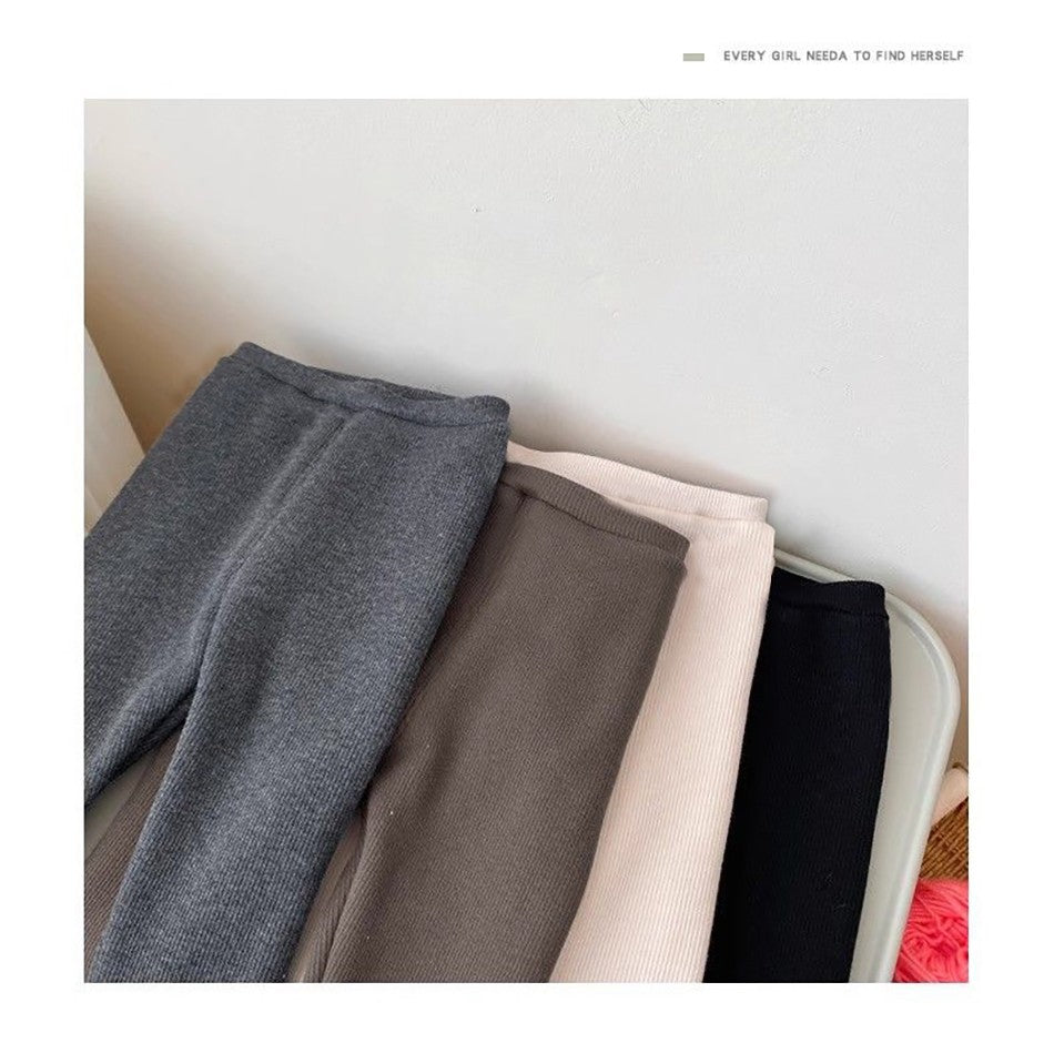 Girls Fleece Lined Leggings Children Fashion Lace Trim Slim Fit Thermal Pants Kids Winter Warm Outwear Casual Clothes