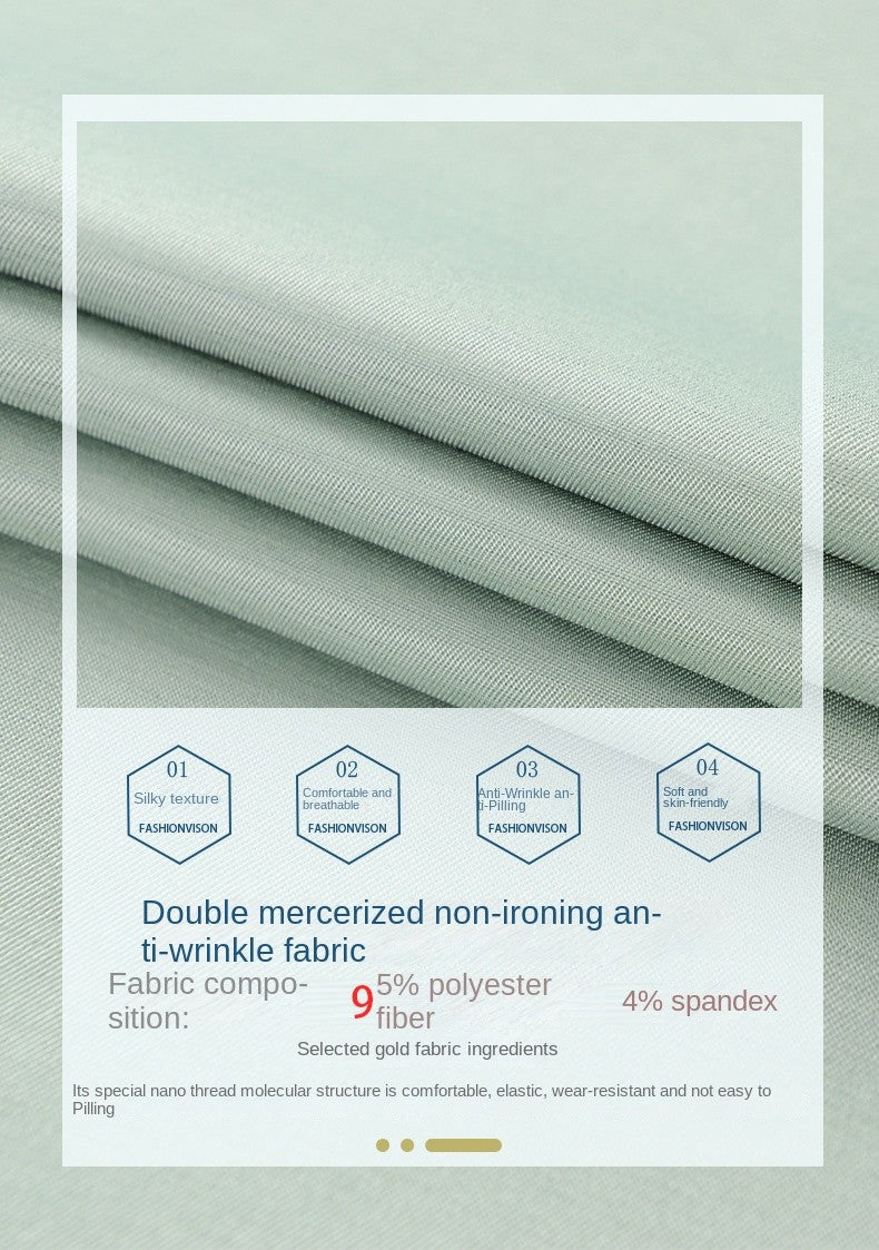 Seamless silk business casual shirt, long sleeved white non ironing elastic silk sliding cross shirt, men's formal wear