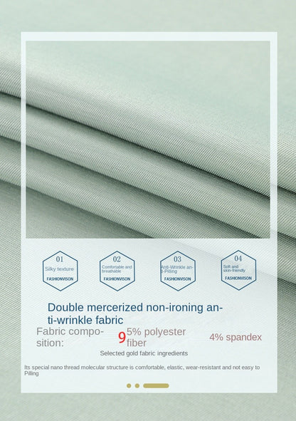 Seamless silk business casual shirt, long sleeved white non ironing elastic silk sliding cross shirt, men's formal wear