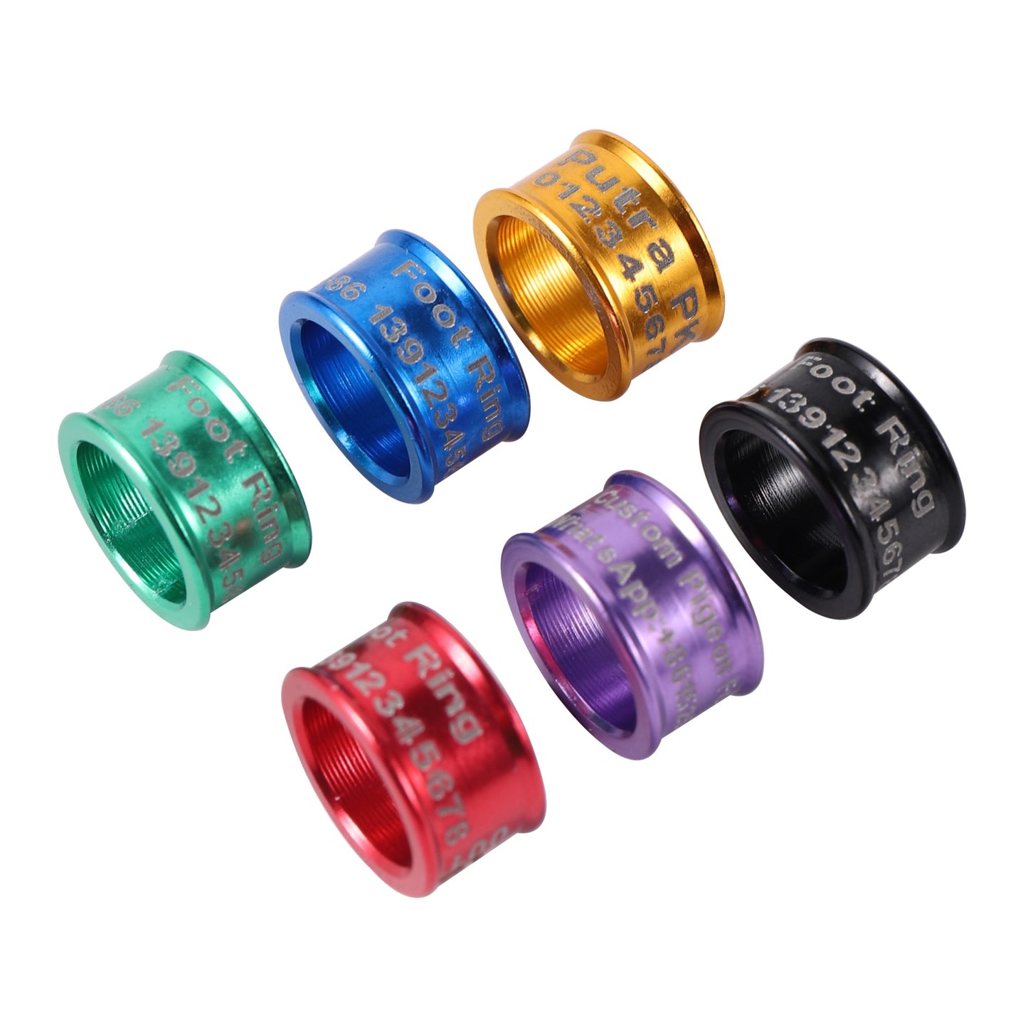 ID Anel de Pé para Pombo 8mm Personalizado Conteúdo do Anel de Pé de Pássaro Definido pelo Cliente Ano + Nome + Número de Telefone + Código do País 30 Peças