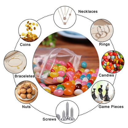 200/100PCS Transparent Zip Bags Food Jewelry Vacuum Storage Bag Plastic Thicken Reclosable Poly Bag Kitchen Organization Package