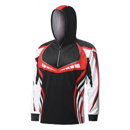 Camisa de Pesca Masculina de Manga Longa Profissional Respirável de Secagem Rápida com Capuz Anti-UV Roupas Masculinas para Exterior Casaco de Pesca