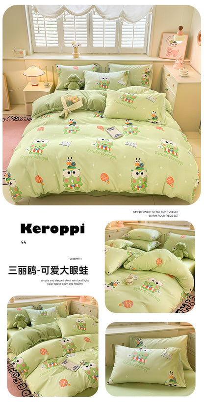New Sanrio Hello Kitty Bedding Set Cotton Kuromi Melody Bedding Double Pillowcase Bed Linens Girl Dorm Bedclothes Home Textile