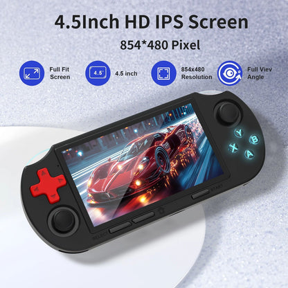 GAMINJA ANS16 Handheld Game 4.5 Inch IPS Screen RGB Lighting Portable Retro Video Game Console 64GB For PS1/GBA/SFC