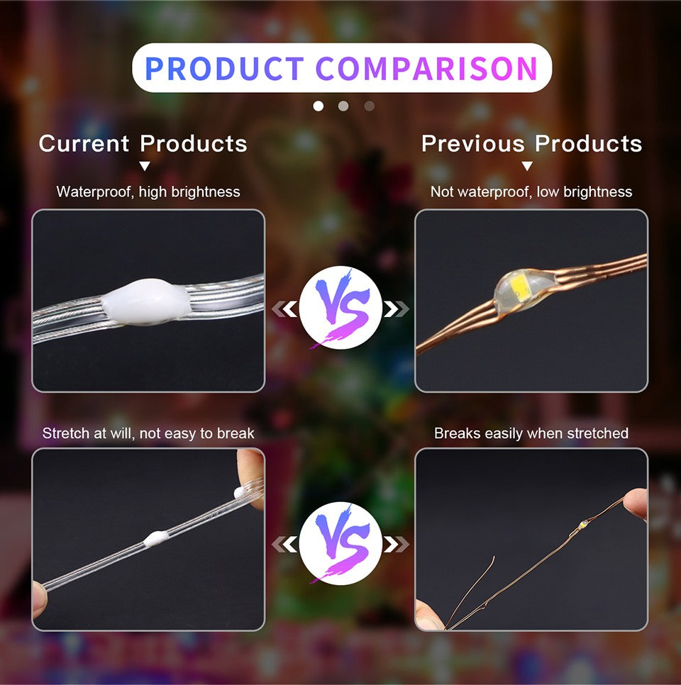 40M Led String RGB Light Smart Outdoor Festoon Party Leather Line IP65 Bluetooth Music Lamp String Fairy Lights Holiday Lighting
