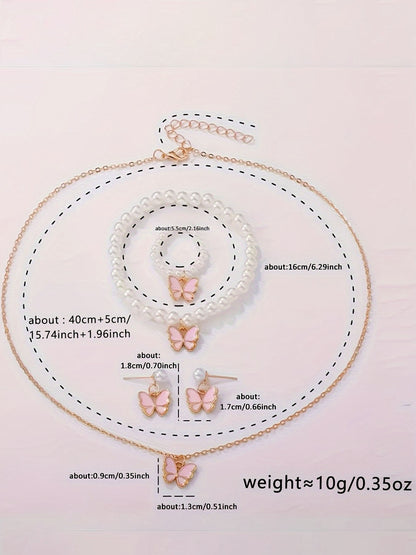 Set of 6 minimalist square LED watches with butterfly pearl jewelry