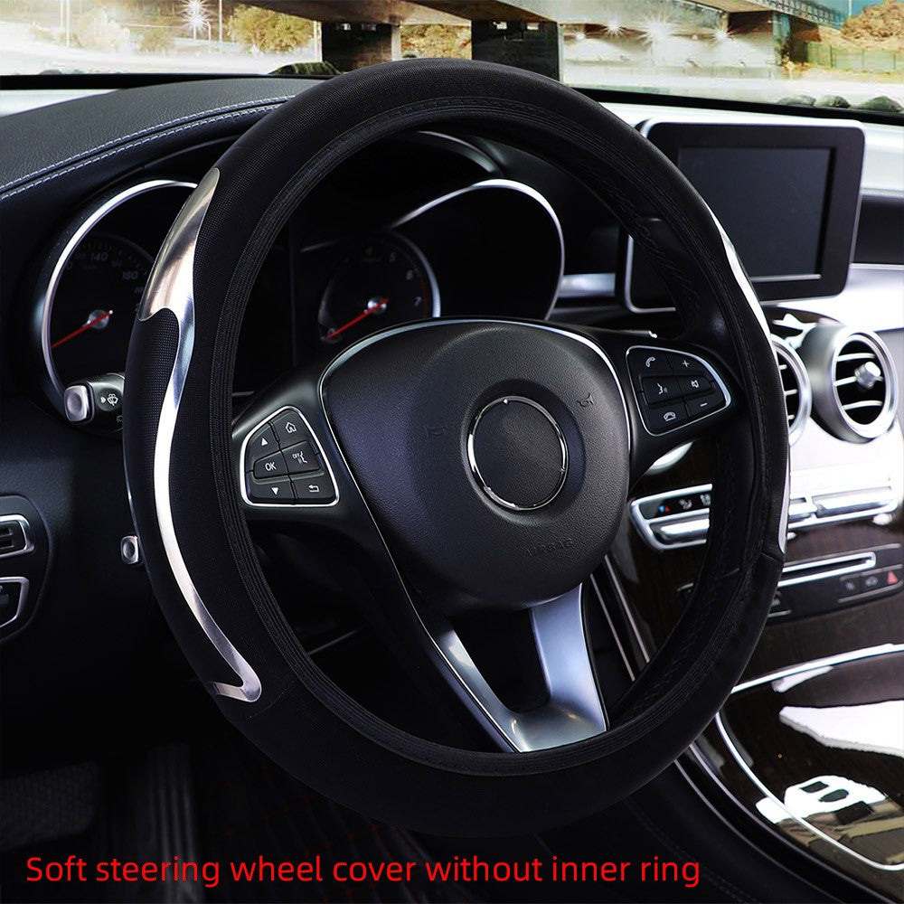 Shiny Skin PU Leather Dynamic Car Accessories without Inner Ring Steering Wheel Cover Suitable for 14.5-15inch