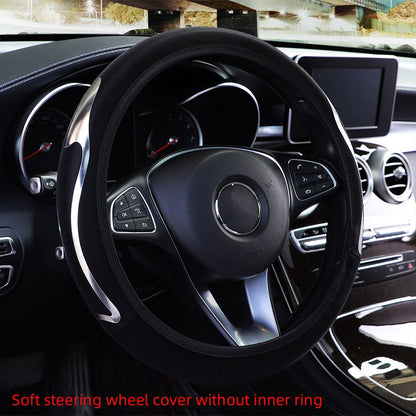 Shiny Skin PU Leather Dynamic Car Accessories without Inner Ring Steering Wheel Cover Suitable for 14.5-15inch