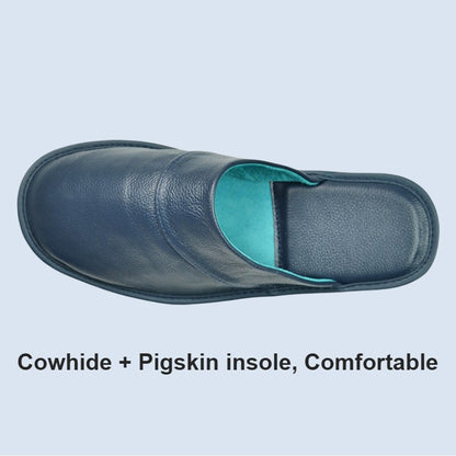 Genuine Cow Leather Slippers Homes in indoor slipper Spring Autumn summer men women elderly non-slip casual single Slides shoes