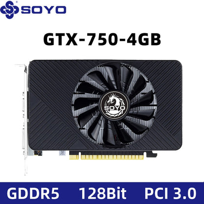 Placa Gráfica SOYO NOVA GPU NVIDIA GTX 750Ti 4G GDDR5 128Bit 28nm PCI-E 3.0 Placa de Vídeo Componente de Computador de Mesa/Escritório GTX750Ti