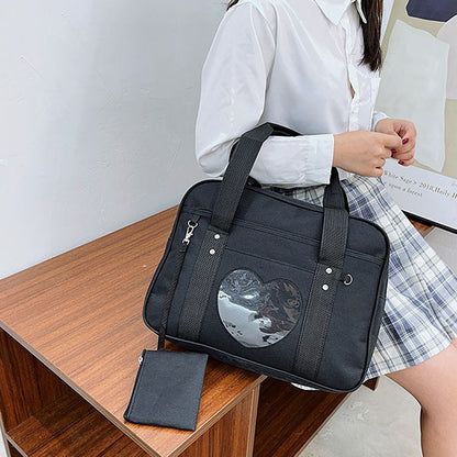 Japanese JK School Heart Uniform Bags Women's Student Handbag Cosplay Anime Shoulder Bag Large Capacity Handbags