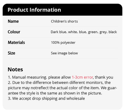 1/3 Pcs Children's Basic Joker Shorts Boy Leisure Sports Tether Pants Girl Fashion Comfortable Multicolor Combination Hot Pants