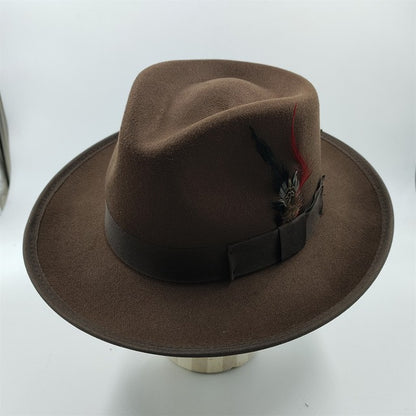 Men's fedora hat Men's and women's universal solid color fedora hat Women's 21 color wide brim jazz hat Autumn and winter Britis