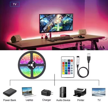 Motorcycle LED Strip Lights 5050 RGB Bluetooth APP Remote Control USB Christmas Decorative Lights for Motorcycle Room Decor