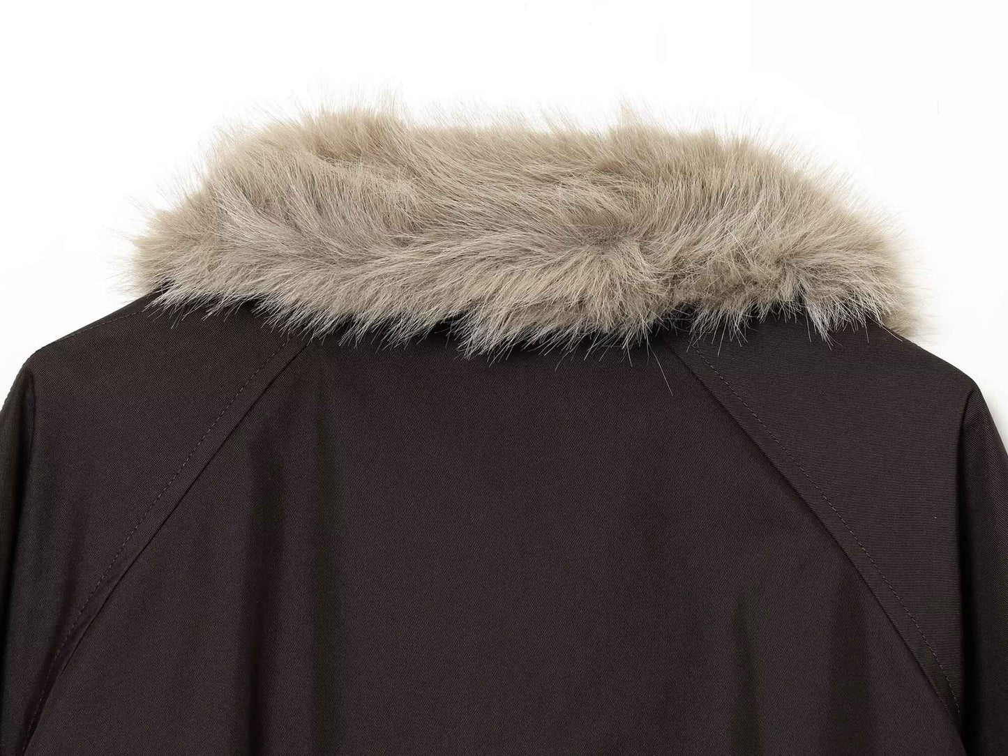 Women's Autumn and Winter Casual Straight Waterproof Parka Jacket with Fur Hem, Warm Zipper Long Sleeve Outwear