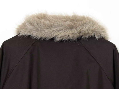 Women's Autumn and Winter Casual Straight Waterproof Parka Jacket with Fur Hem, Warm Zipper Long Sleeve Outwear