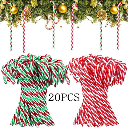 20pcs Christmas Candy Canes Acrylic Xmas Tree Hanging Crutch Pendant New Year  Party Home Decoration Ornaments Gifts