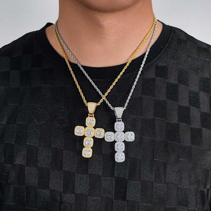2026 Hip Hop Cross Pendant Necklace for Men 4mm Zircon Tennis Chain Ice Sparkling Necklace for Women Punk Jewelry Fashion Gift