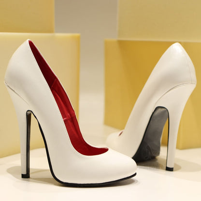 5.5 Inch Stiletto High Heel Unisex Sleek Night Club Round Toe Pump Plus Size Shoes Party Shoes Size36-46 In Stock