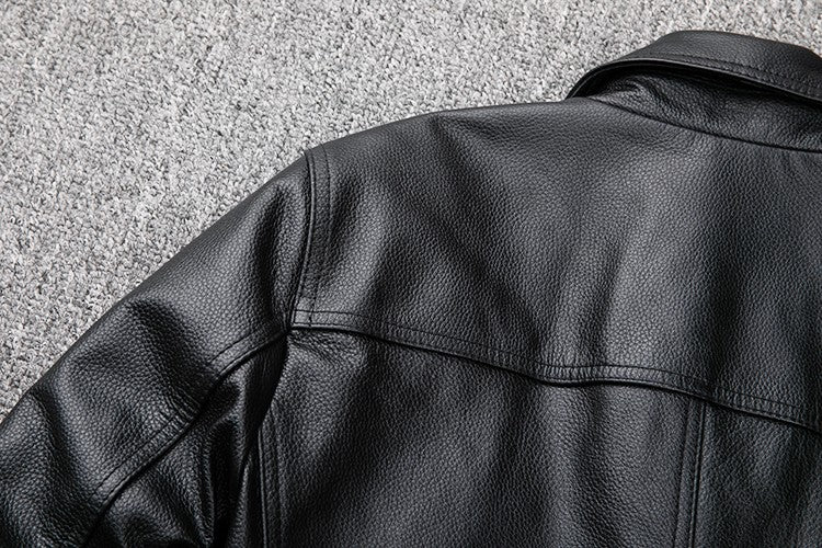 Wholesales.100% Genuine Leather jacket.Classic casual black Men cowhide clothes.quality plus size leather coat.Father's gift