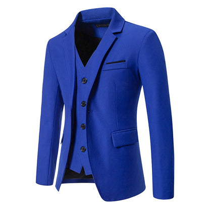 Blazer Men's Fashion Gentleman Solid Color Comfortable Business Color Match with Fake Two Wedding Casual Banquet Slim Suit