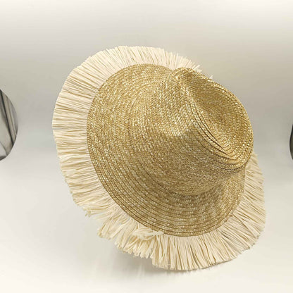 Chapéu de palha Raffite com aba grande para Jazz, chapéu de praia retrô inglês versátil para mulheres com proteção solar, estilo Hepburn, chapéu de senhora francesa