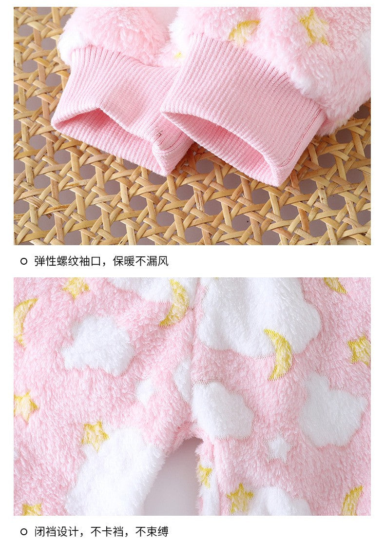 Autumn Winter Sleepwear Flannel Pajamas For Girls Boys Long Sleeve Tops+Pants Suits Fashion Home Clothing Baby Kid Sleep Costume