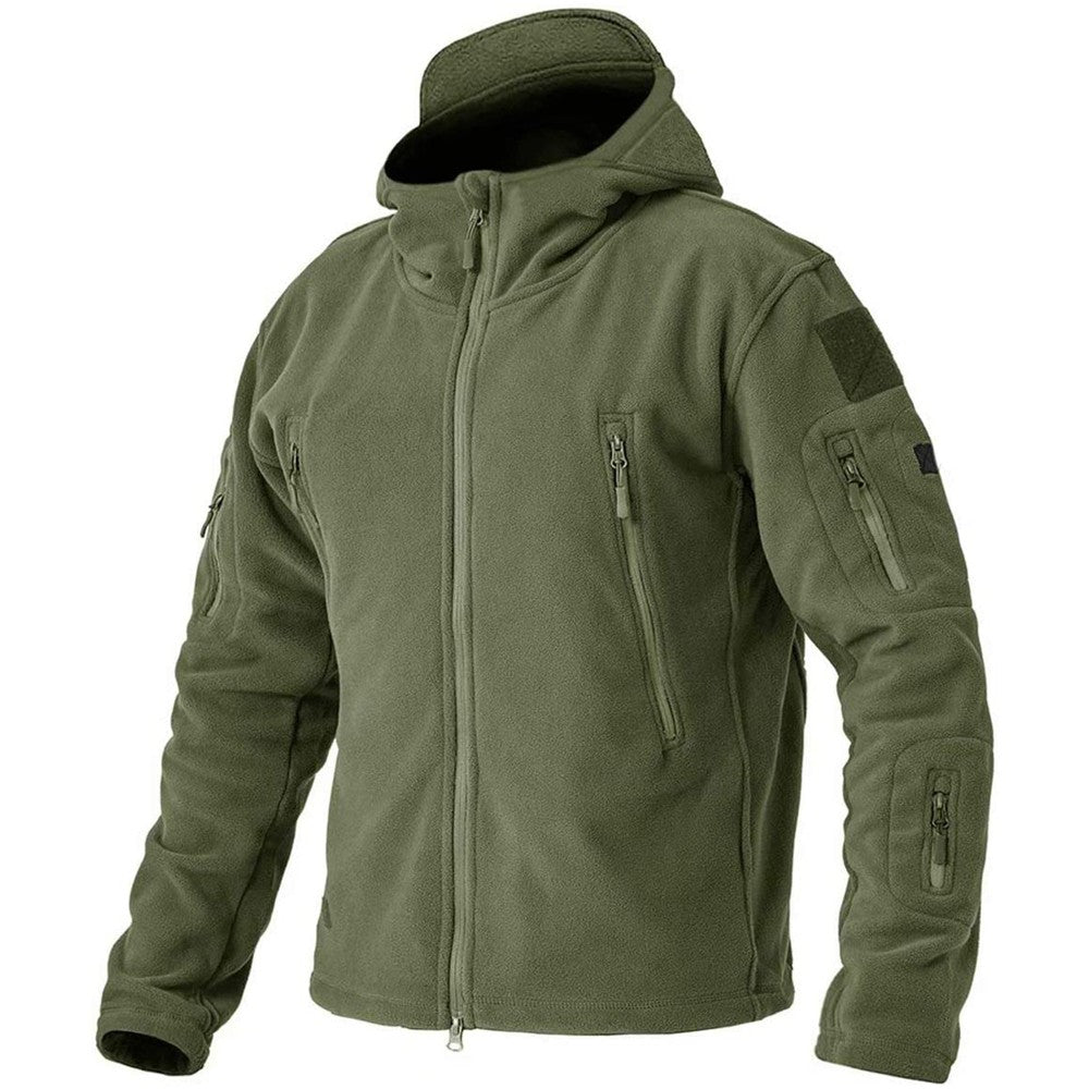 TACVASEN Winter Hooded Coats Mens Fleece Jackets Full Zip Up Multi-Pockets Fishing Hiking Climbing Outerwear Causal Parka Tops