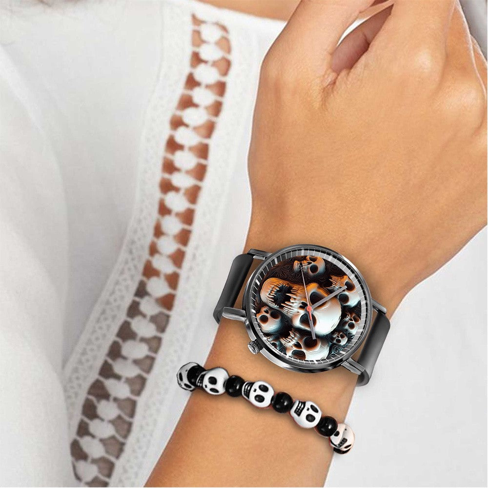 Fashion Pumpkin Design Men's and Women's Quartz Watch Casual Black Silicone Halloween Gift Fashion Women's Wristwatch