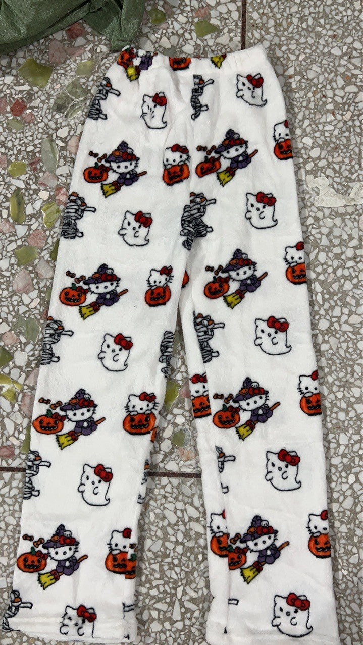 Pijama de Veludo Kawaii Hello Kitty Natal, Anime e Desenho Kuromi Outono e Inverno Roupas de Casal Casuais Soltas e Quentes para o Lar