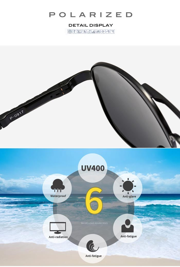 Outdoor Driving Sunglasses Mens Fashion Pilot Polarized Sun Glasses Men Women Polycarbonate Lenses 0945