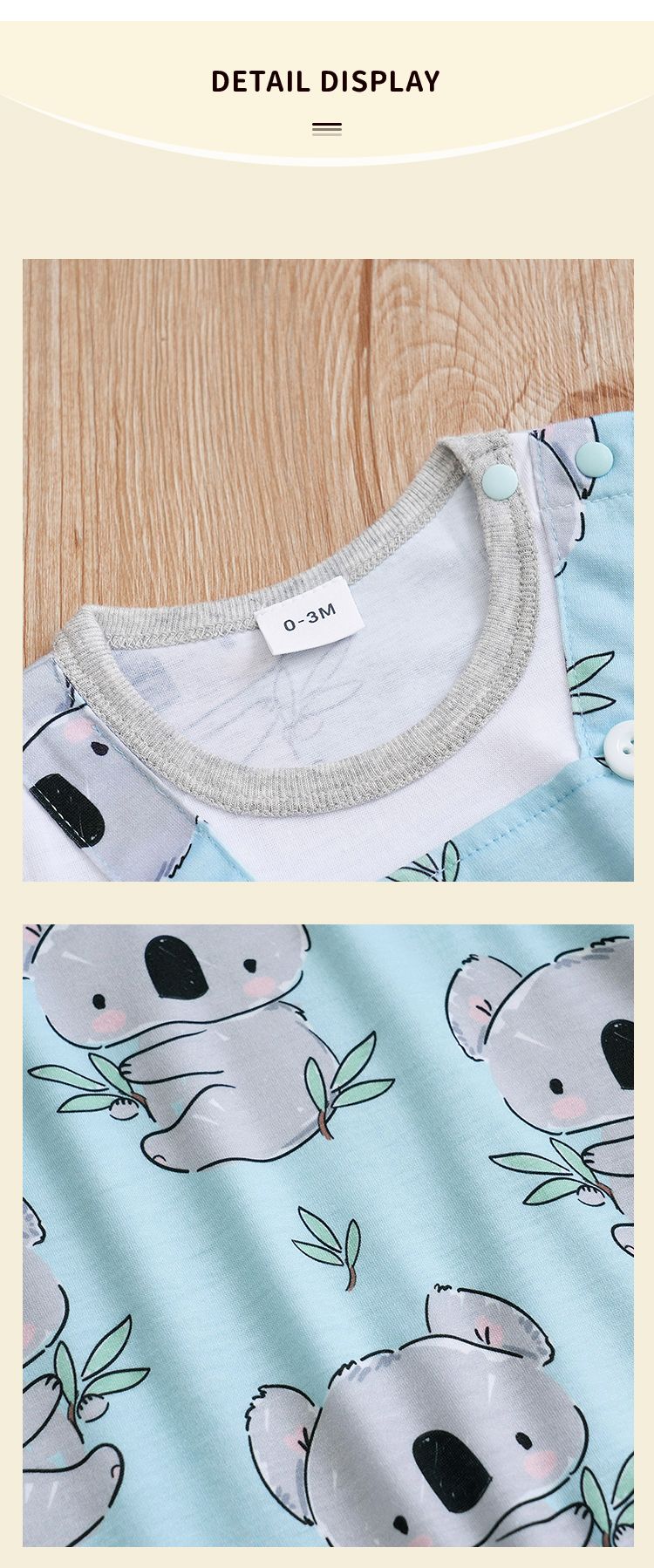 Macacão Estampa Coala Unissex para Bebês Recém-nascidos Roupa de Verão Manga Curta 0-18 Meses Pijama Infantil Peça Única