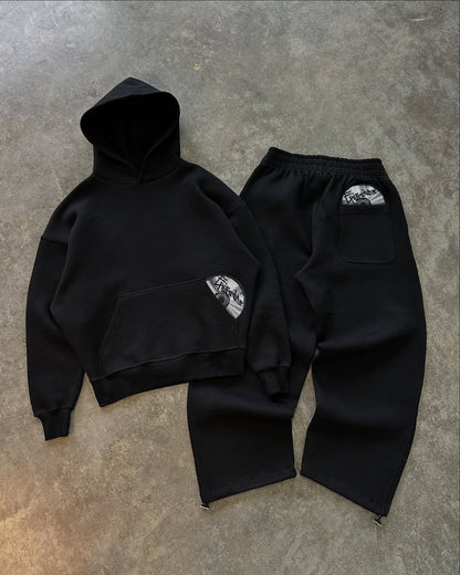 Street wear punk hip hop men suit Y2K new American gothic Harajuku embroidery design jumper oversized casual loose sports suit