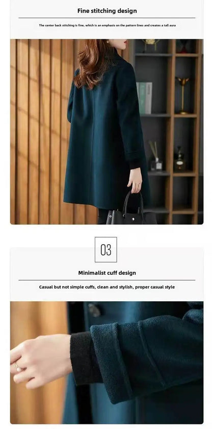 Fashionable Age-Reducing Double-Sided Woolen Coat Medium-Length 2024 Spring New Loose-Fit Slimming Woolen Jacket For Women