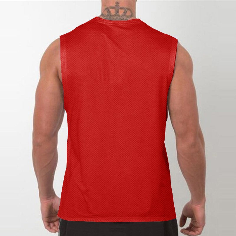 Mens Running Sleeveless Sport Tank Tops Gym Bodybuilding Fitness Workout Muscle Vests Mesh Cool Breathable Quick Dry T-Shirts