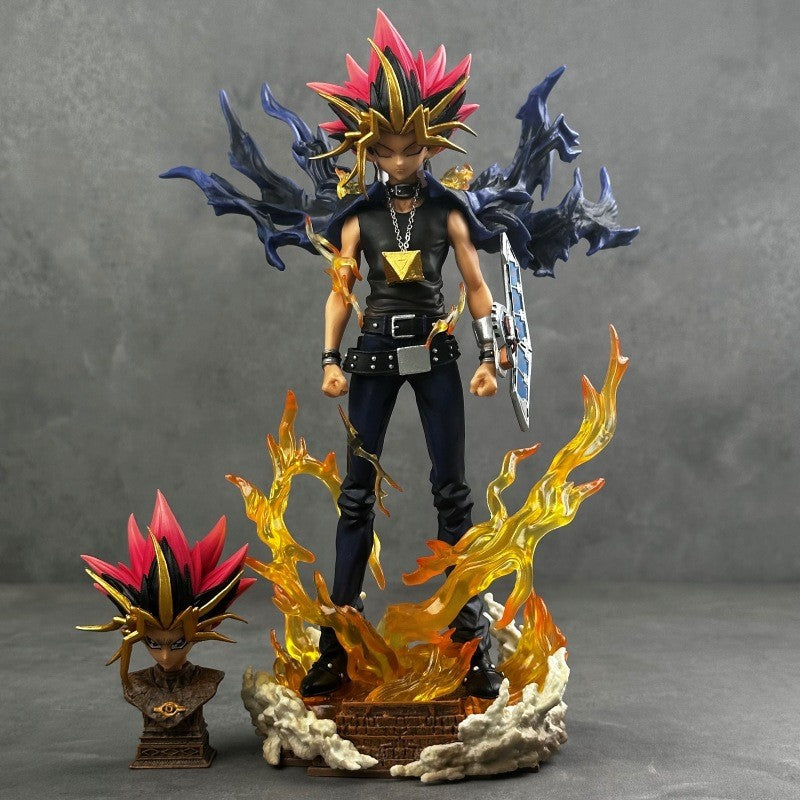 2025 28cm Anime Duel Monsters Anime Figure Gk Yugi Muto Doll 2 Heads Pvc Statue Model Collectible Decoration Toys Christmas Gift