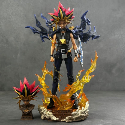 2025 28cm Anime Duel Monsters Anime Figure Gk Yugi Muto Doll 2 Heads Pvc Statue Model Collectible Decoration Toys Christmas Gift