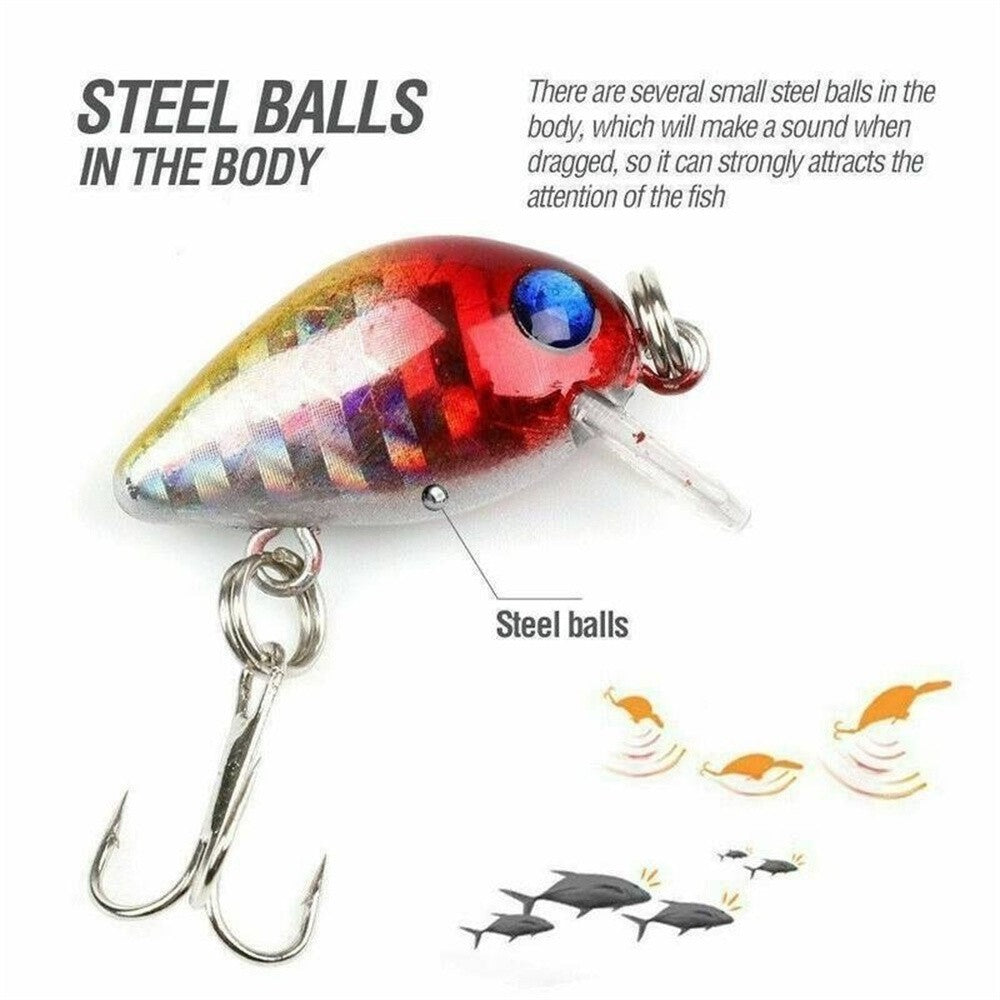 10 unidades de iscas de pesca tipo Crankbait, iscas de pesca pequenas flutuantes, iscas de pesca duras para robalo, iscas de pesca tipo Wobbler