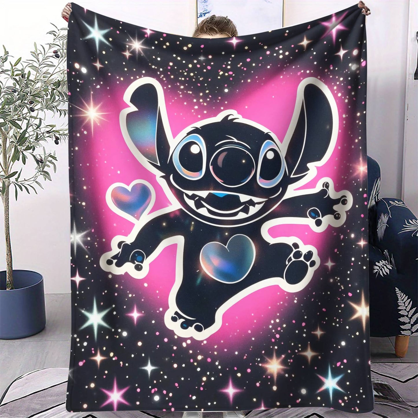 Disney Dream Stitch Print Blanket Multifunctional Flannel Blanket Birthday Gift for Home Outdoor Travel Camping Nap Cover