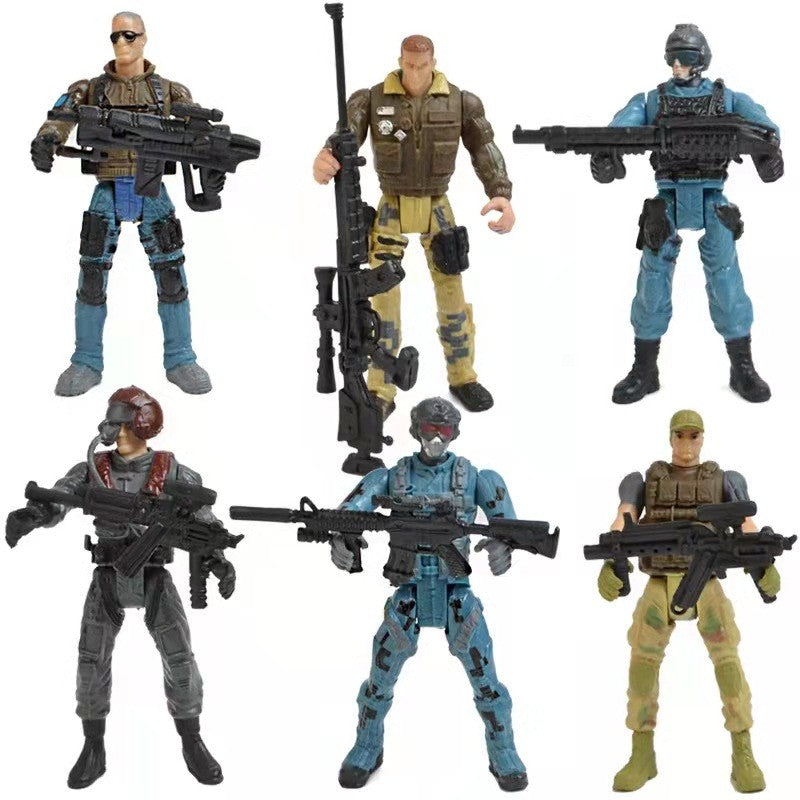 6 Peças/Conjunto Força Militar Armas Guerreiro Elite Action Figure Brinquedos PVC 10cm Terrorista SWAT Time Ornamento Presente de Aniversário Infantil