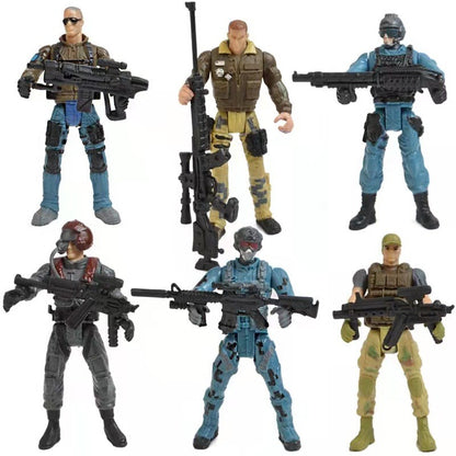 6 Peças/Conjunto Força Militar Armas Guerreiro Elite Action Figure Brinquedos PVC 10cm Terrorista SWAT Time Ornamento Presente de Aniversário Infantil