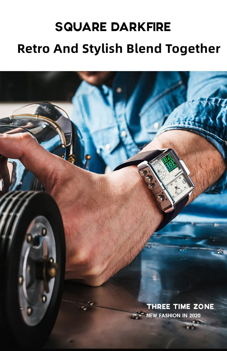 Mark Fairwhale Luxury Quartz Watches Men Fashion Brown Leather Strap Clock Military Waterproof Square Electronic WristWatch 2023